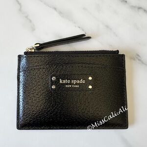 NWT KATE SPADE Black Jeanne Small Zip Card Case Holder